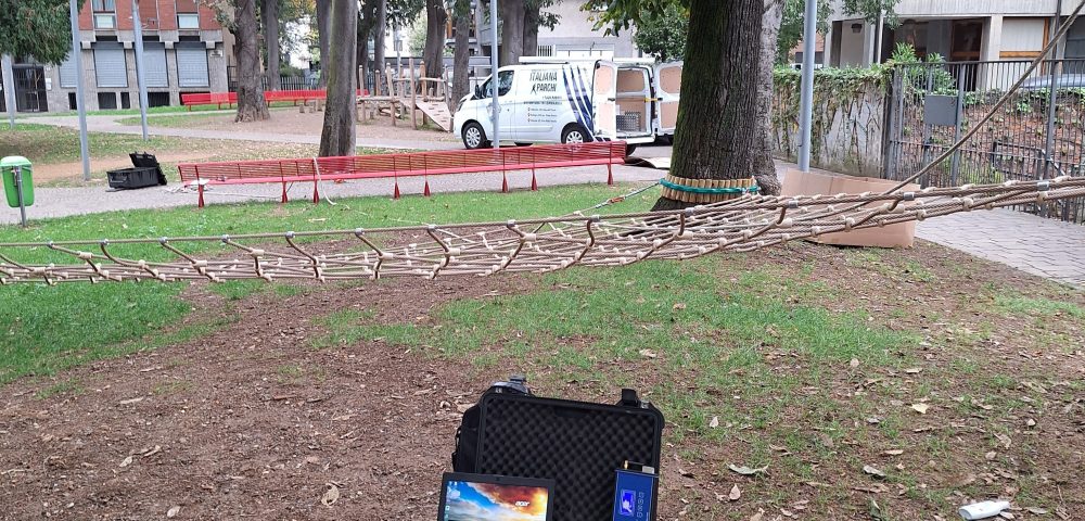 Prove trazione piante per rete parco giochi Comune di Seregno - Italiana Parchi