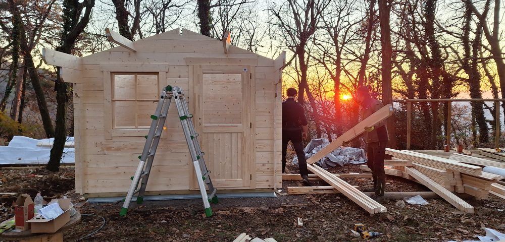 costruzione casa in legno magazzino deposito cassa parco avventura parco regionale spina verde como - Italiana Parchi