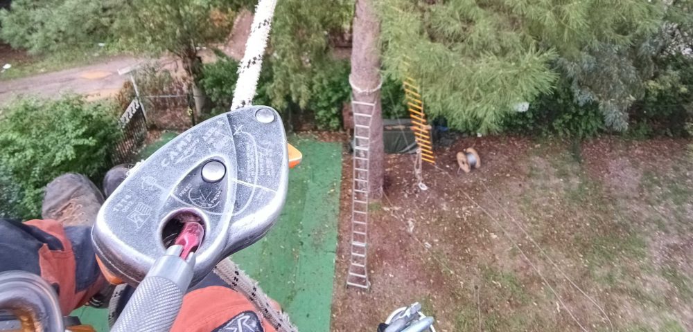 Installazione gioco salto nel vuoto parco avventura