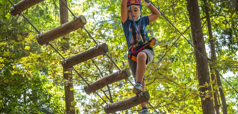 Costruzione percorso ponte tronchi parco avventura jungle raider park albavilla